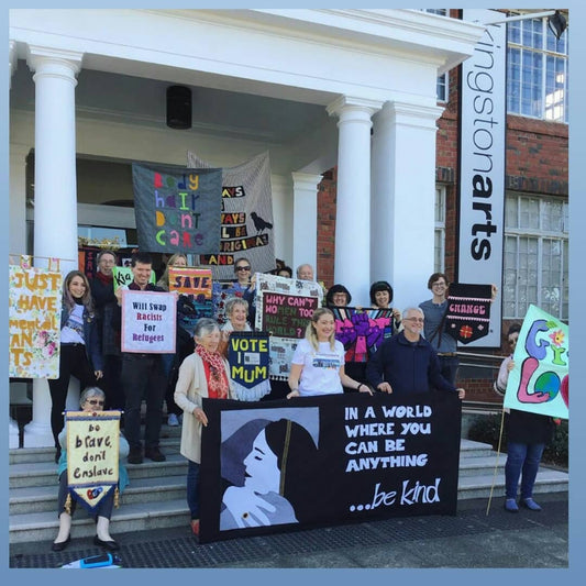 A Protest Banner for Six Moment in Kingston Public Art Project
